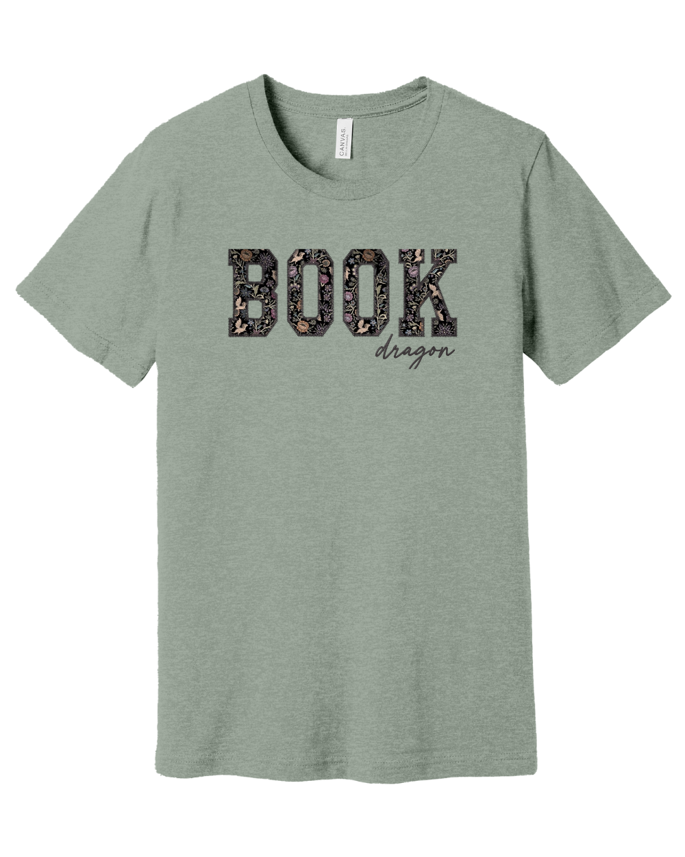 Book Dragon Embroidered Appliqué T-Shirt