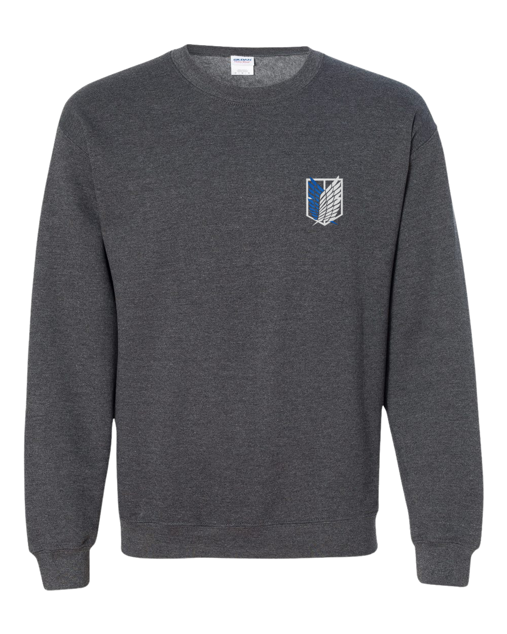 Grey Anime Sweatshirt with Embroidered Attack on Titan Scouts insignia