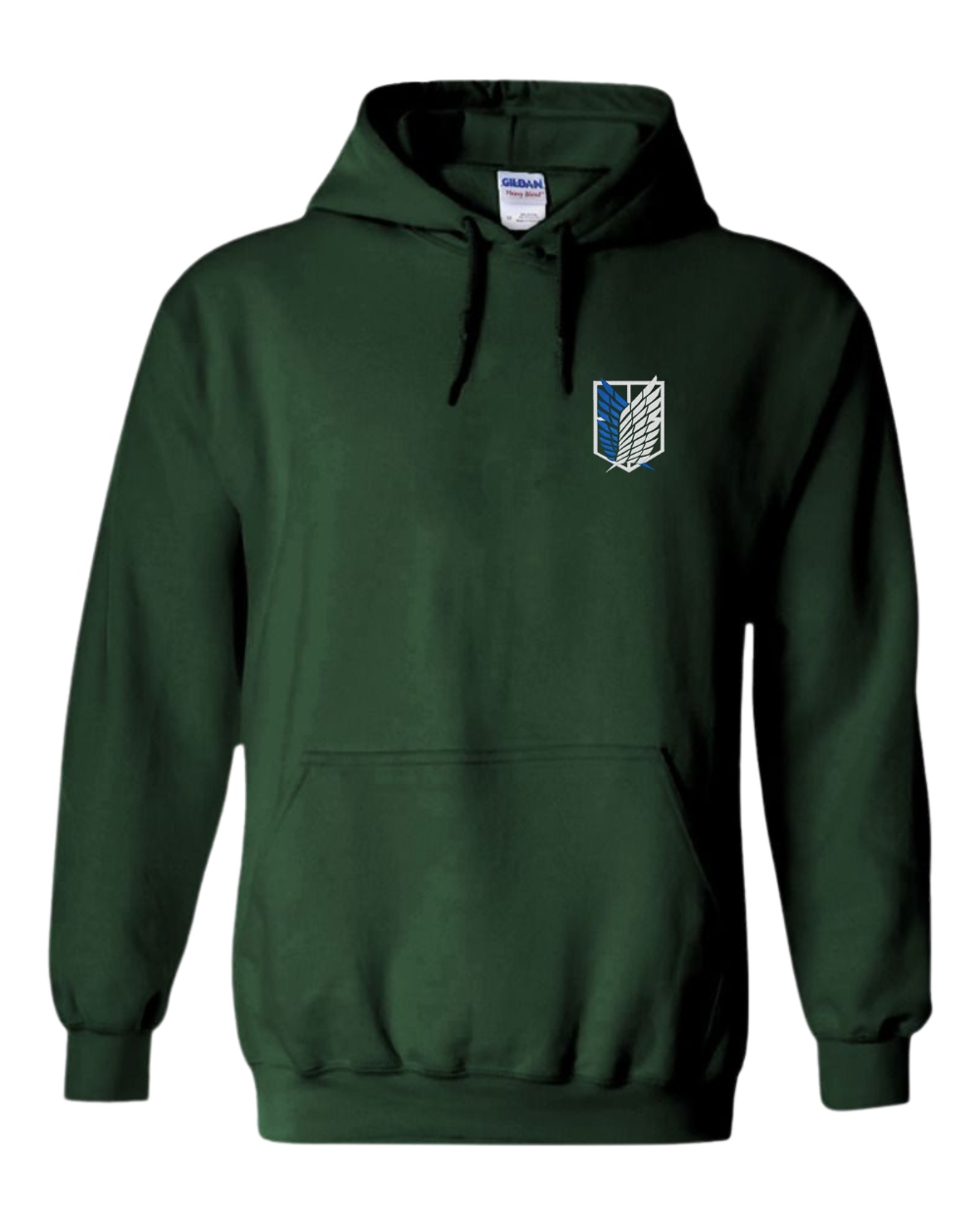 Green Anime Hoodie with Embroidered Attack on Titan Scouts insignia 