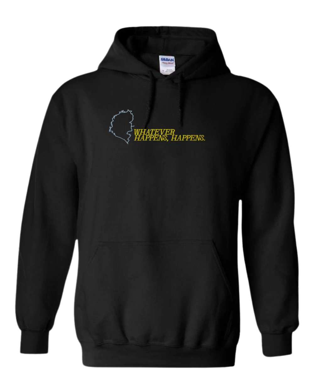 Black Anime Hoodie with Cowboy Bebop profile outline and end credits quote