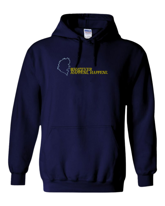 Navy Anime Hoodie with Cowboy Bebop profile outline and end credits quote