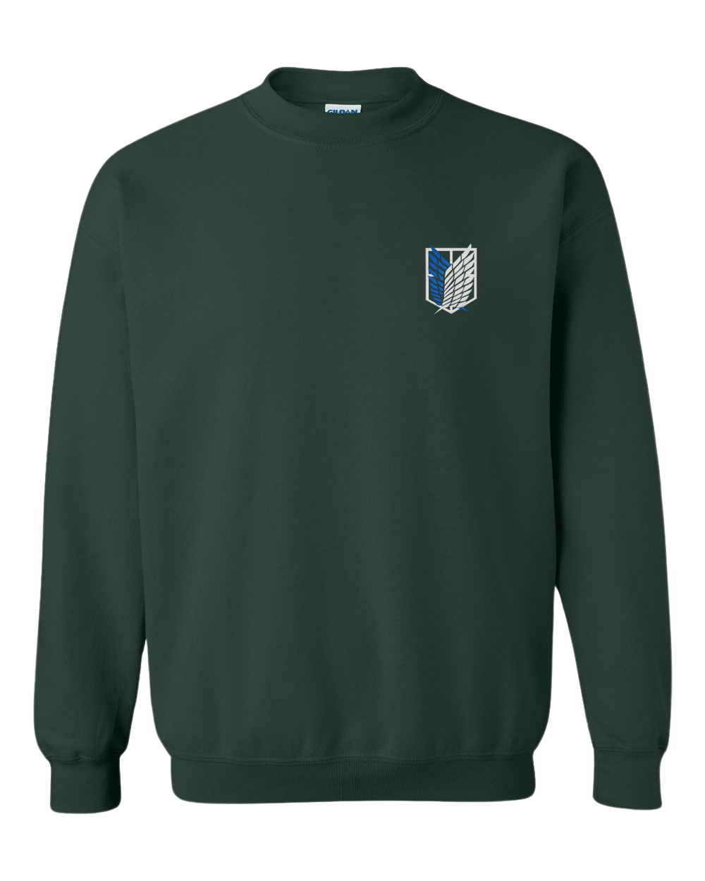 Green Anime Sweatshirt with Embroidered Attack on Titan Scouts insignia 