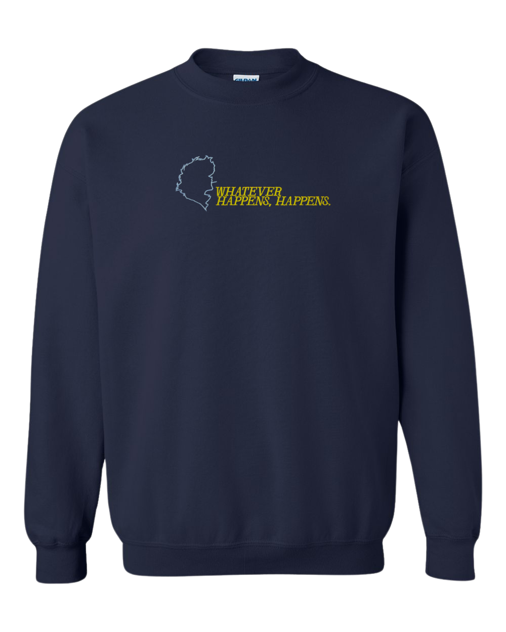 Navy Anime Sweatshirt with Cowboy Bebop profile outline and end credits quote