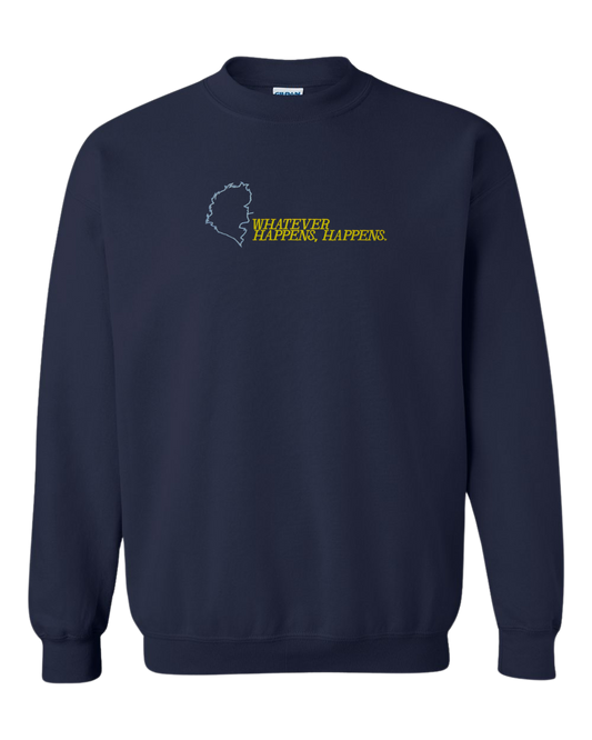 Navy Anime Sweatshirt with Cowboy Bebop profile outline and end credits quote